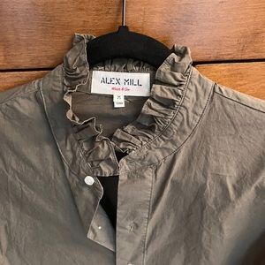 Alex Mill Army Green Ruffle Shirt (M)